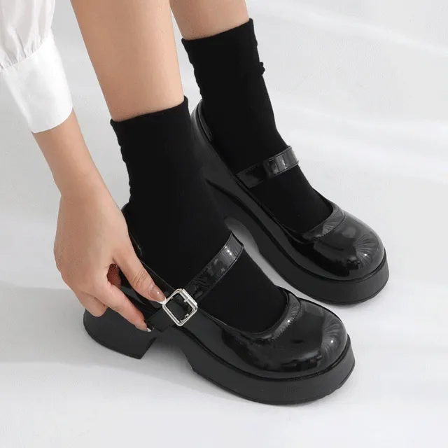 🧡당일출고🧡통굽 라운드토 에나멜 메리제인 로퍼 L-11580