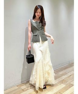USAGI ONLINE限定】 フリルスリーブリボンプリントワンピース
