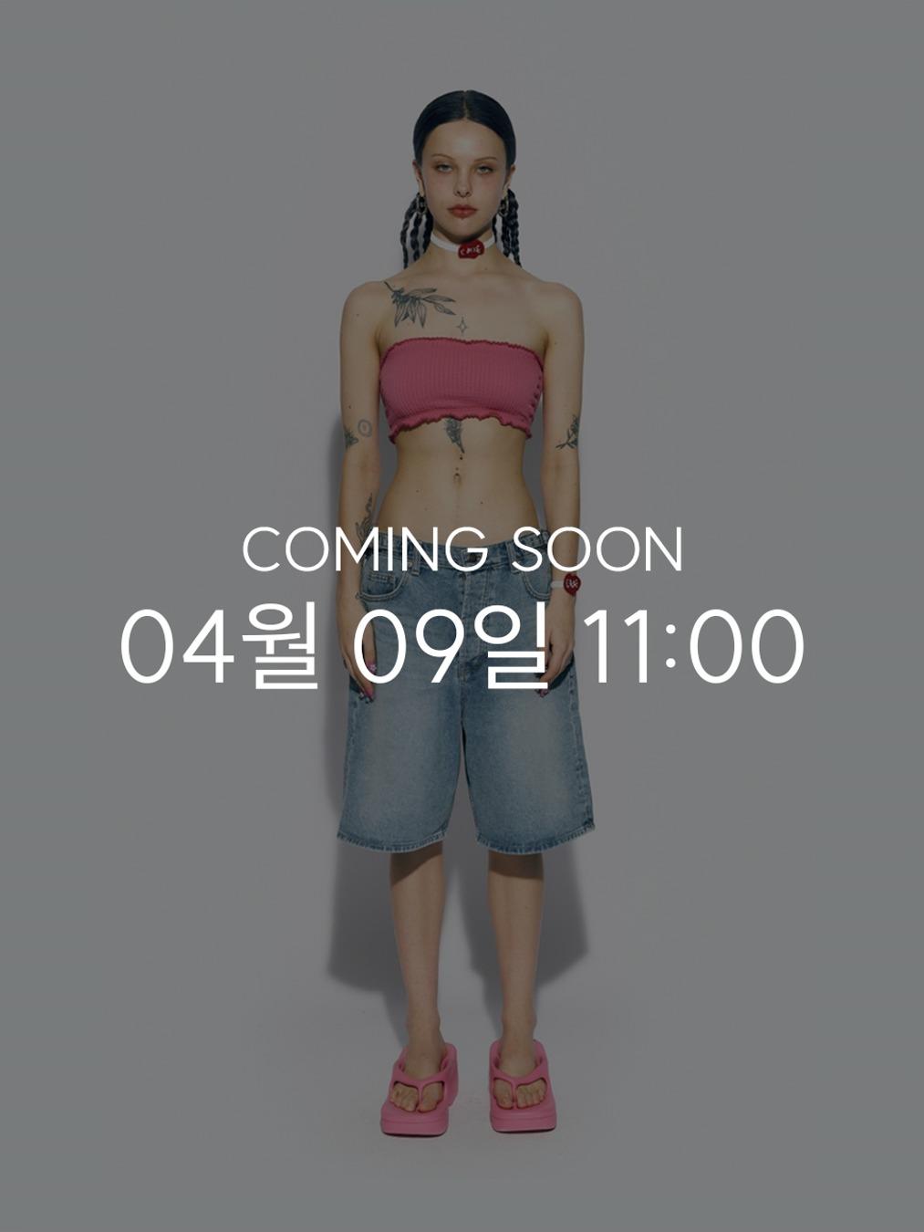 KNEE LENGTH WIDE DENIM PANTS BLUE