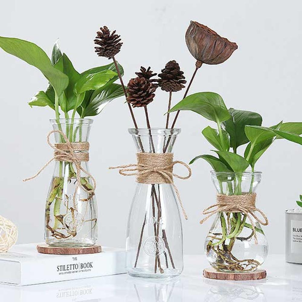 매듭장식 유리화병 튤립 조화 드라이플라워 투명화병