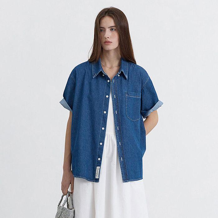 UNISEX OVERSIZED DENIM SHIRT CLASSIC BLUE_UDSH5B130B2