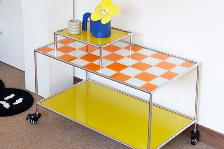 완조립/강화유리 체커보드 모듈선반 B타입(8color)