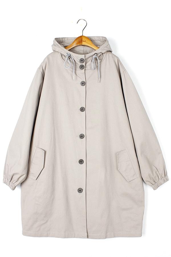 ONE MAX 오버핏 버튼 롱 후드 점퍼 WOMAN_L