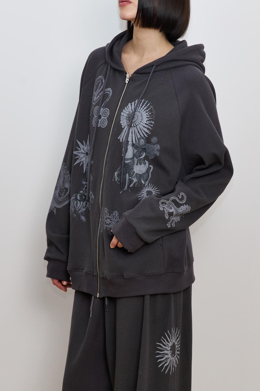 [3. 20 예약 발송] TAROT WAFFLE ZIP-UP HOODIE (CHARCOAL)