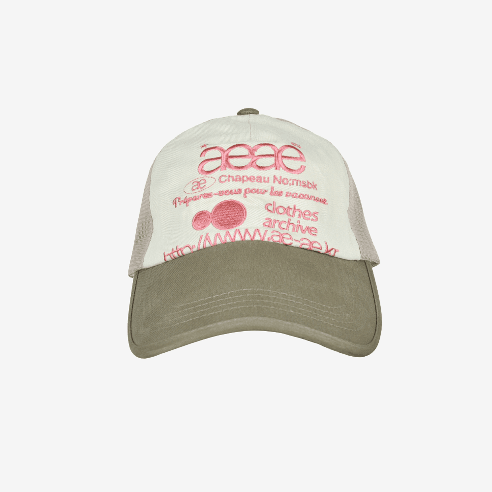 WEB LOGO MESH CAP - [OLIVE/BEIGE]