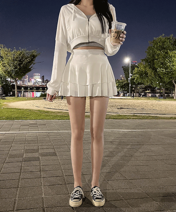 [세트가격/모델소장] 여리여리 후드집업 + 캉캉스커트,set