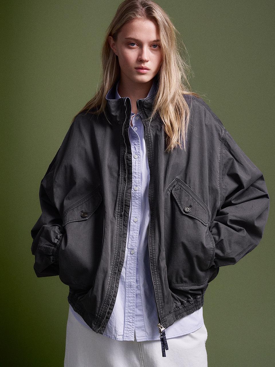 워시드 코튼 블루종_midnight navy