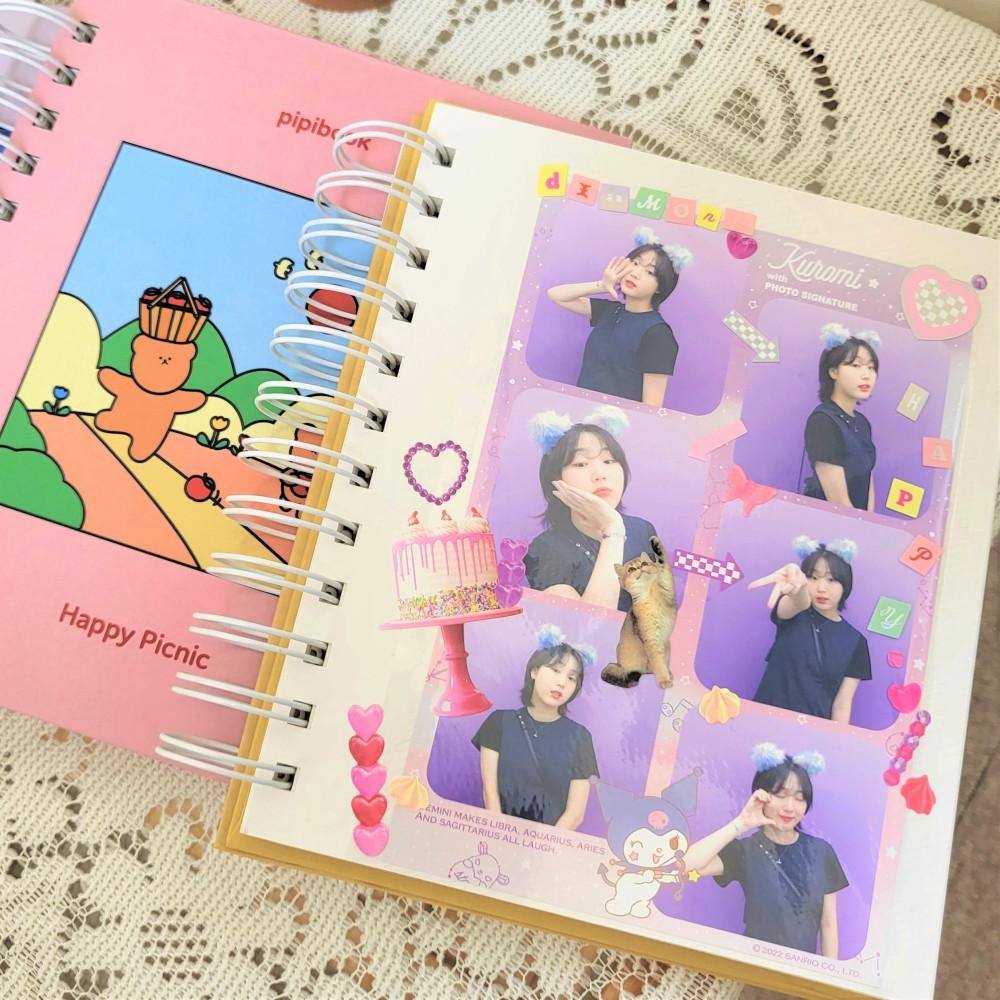 [무료스티커] 피피북 50p 대용량 포토인생 네컷앨범 4x6 비닐 접착식 캐릭터 사진첩