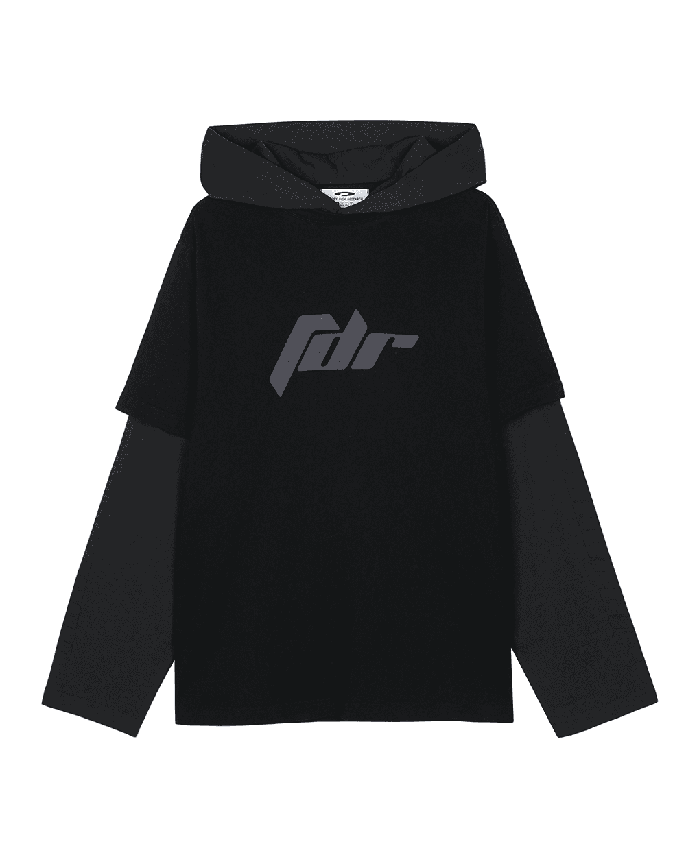 Double Layer Long sleeve Hoodie Black