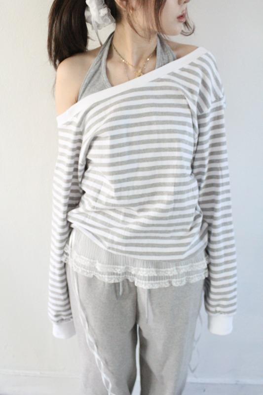 unbalance stripe tee (2color)