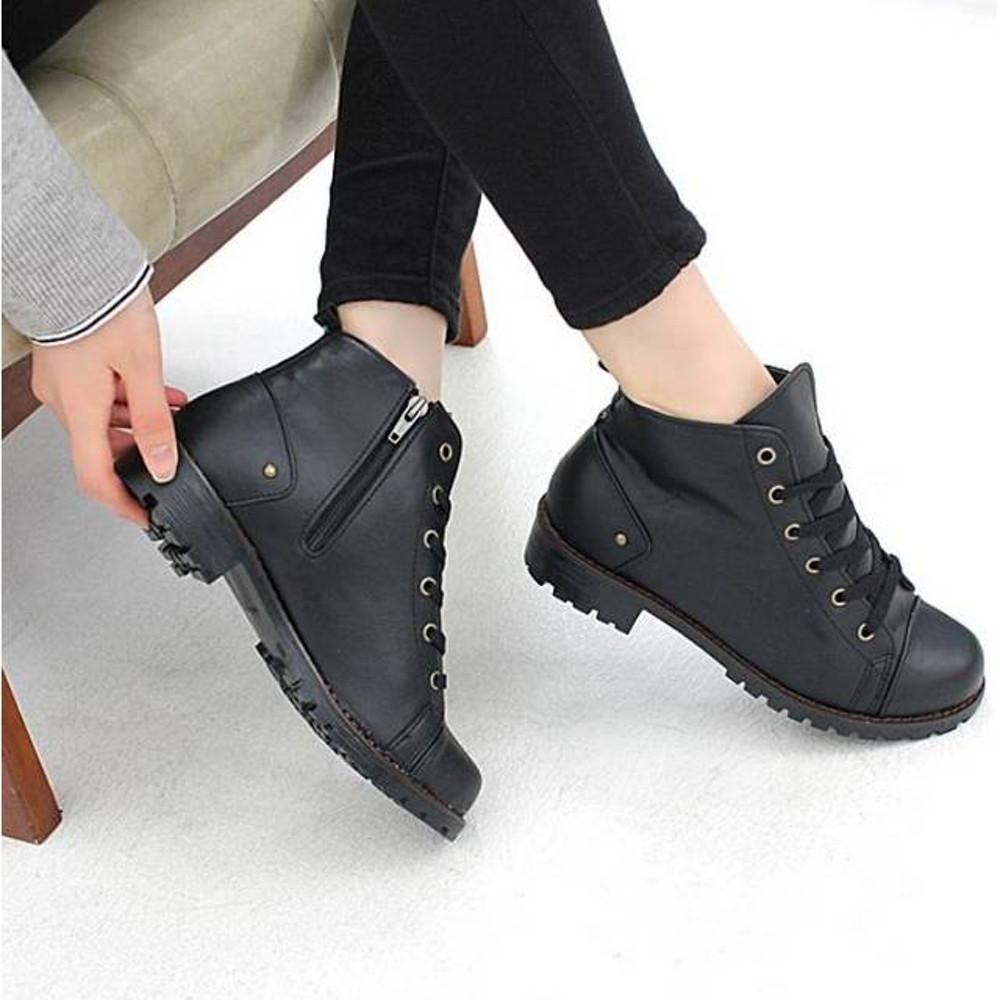 여성 심플 미디엄 워커 부츠