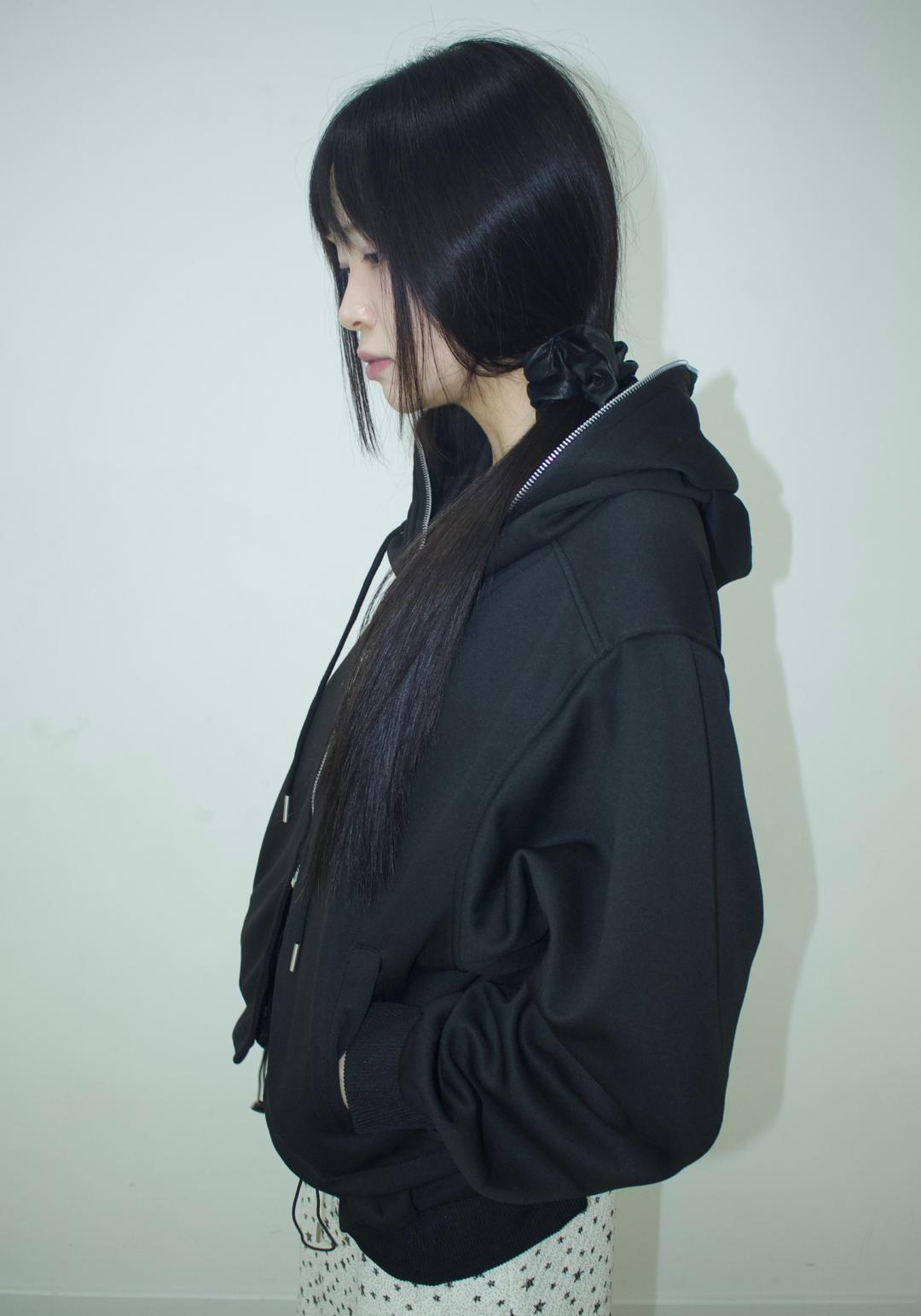 layered hooded zip-up (2c)