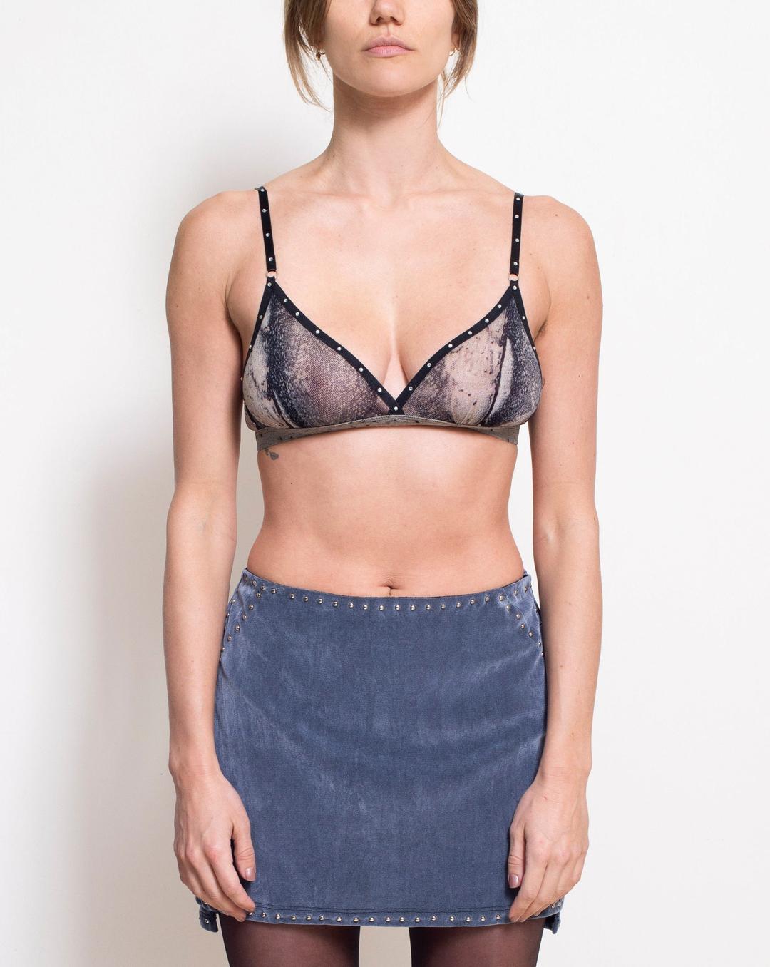 Snake Mesh Crystal Bra