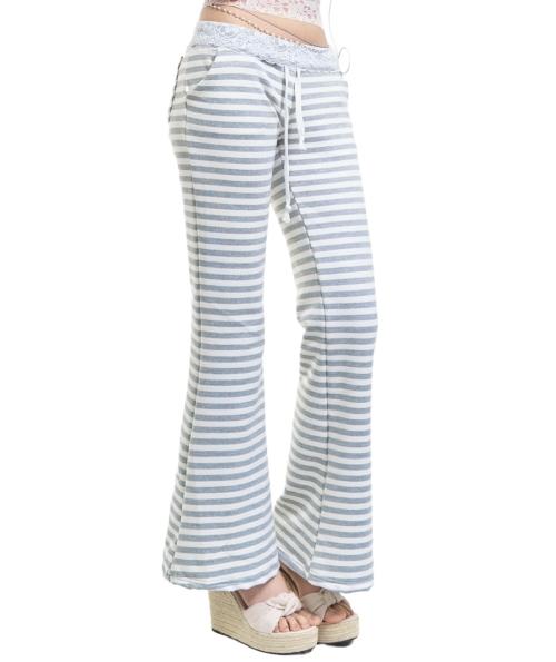 Lace banding sweatpants (stripe)