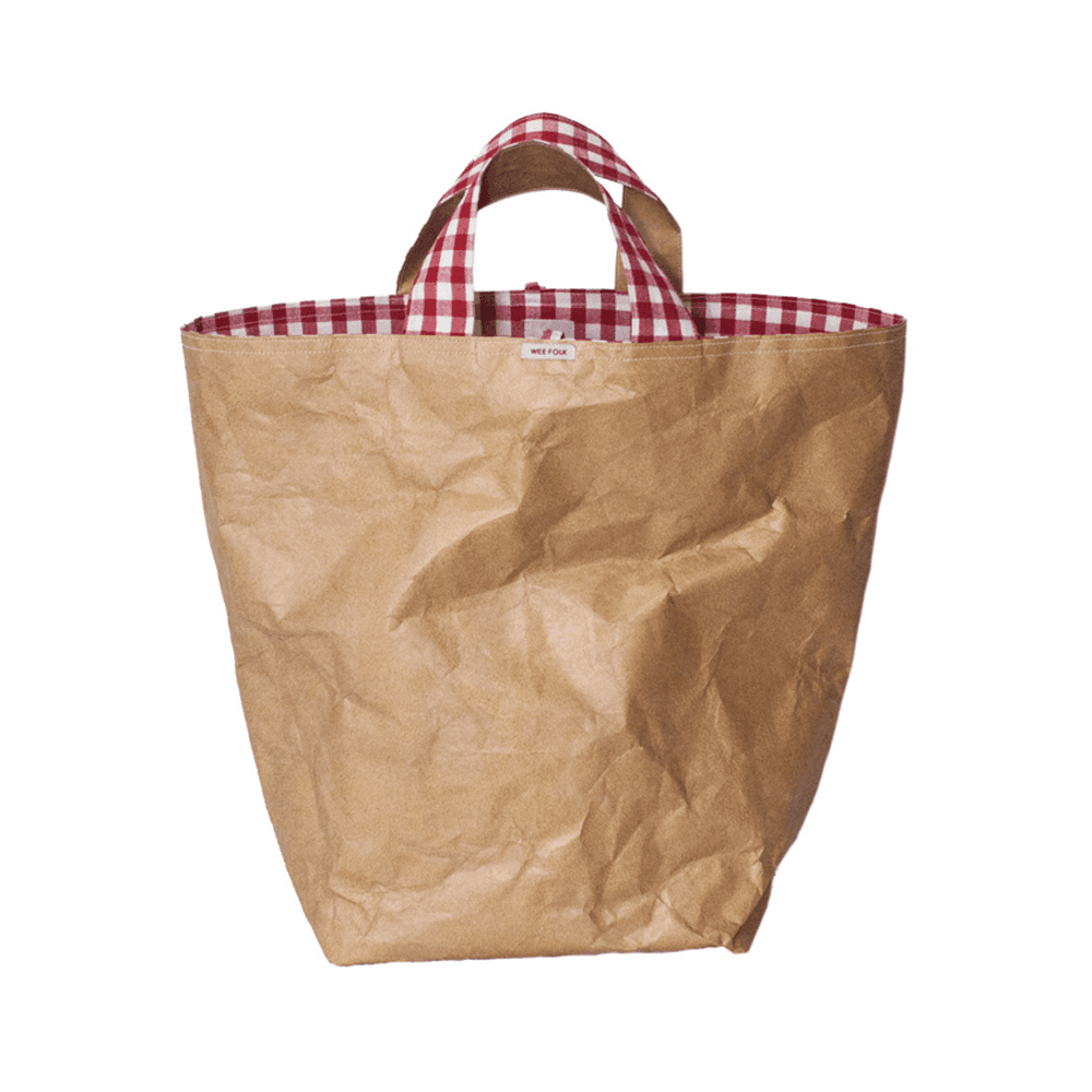 [WEE FOLK] TYVEK PAPER PICNIC GINGHAM  BAG - RED