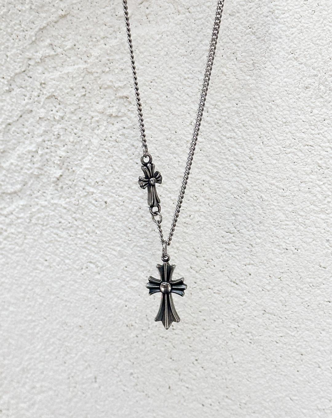 [N52] Double Cross Necklace