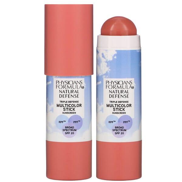 Physicians Formula, 내추럴 디펜스 멀티컬러 스틱, SPF 20, 내추럴 로즈, 7.4g(0.26oz)