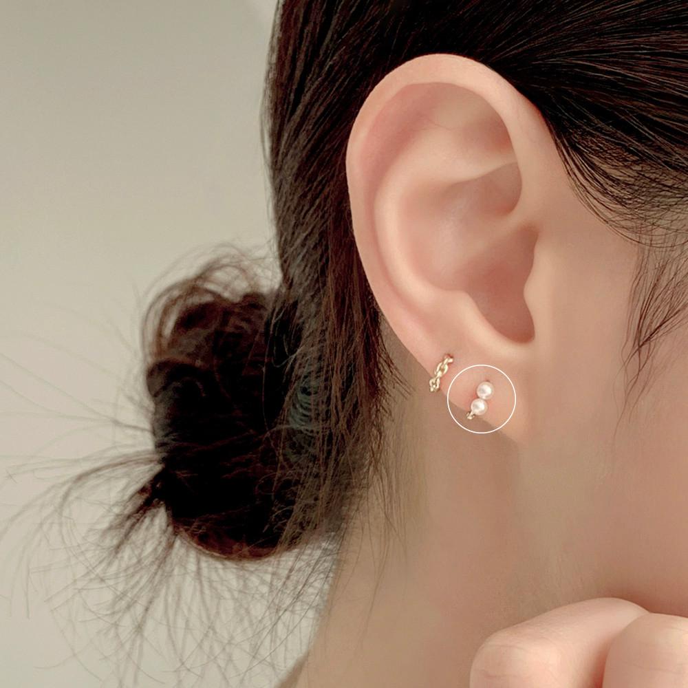 14k 담수 진주 링 피어싱 귀걸이 아웃컨츠 피어싱
