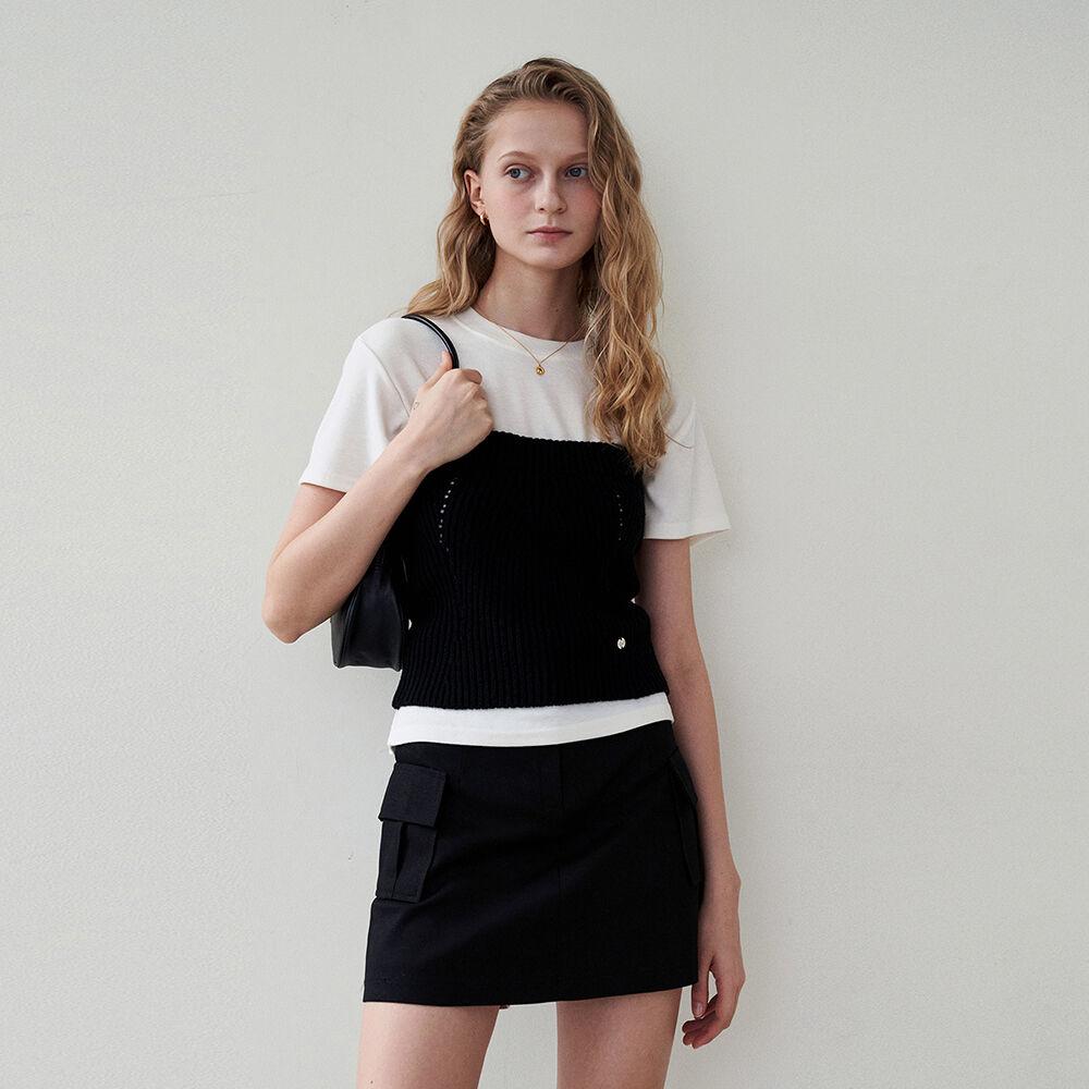 뷔스티에 니트 탑 - 블랙