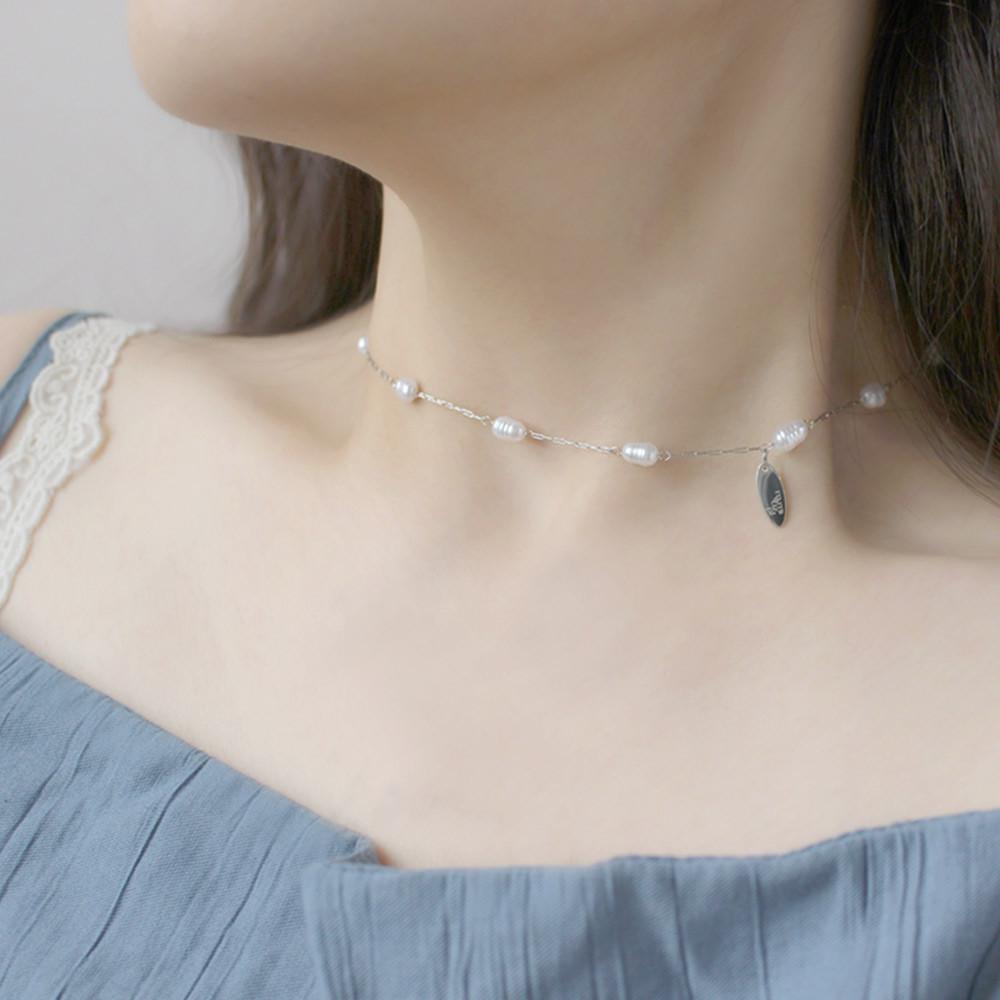 써지컬목걸이 포인트 체인 진주목걸이