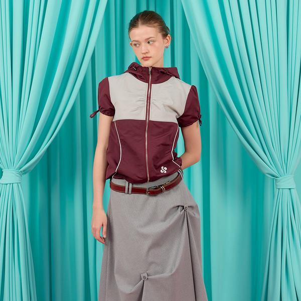 BUTTON FLARED SKIRT / grey