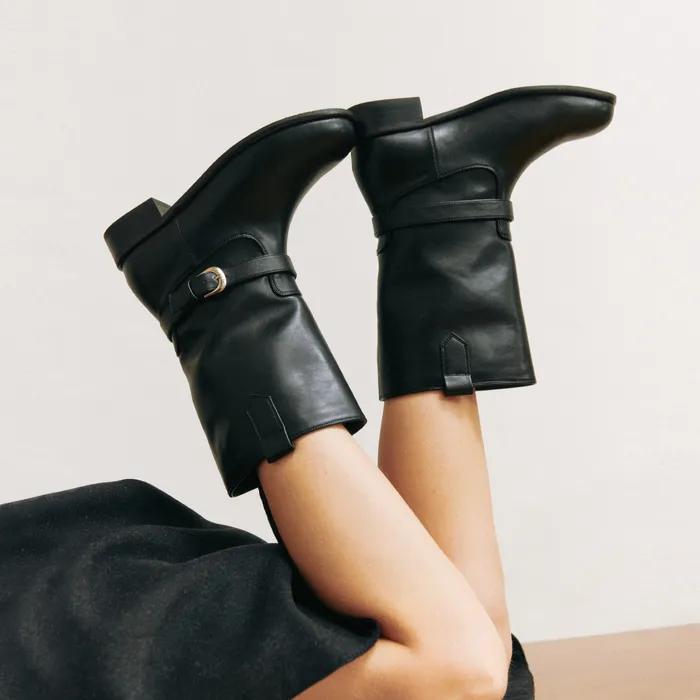 [고윤정 착용][단독] KM083 소가죽 스트랩 클래식 앵클&미들&롱 부츠 l 3type & 4Color l 소가죽 ver.