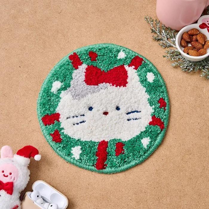 크리스마스 밀크캣 포인트 러그