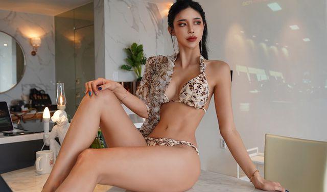 파이톤 비키니 랩스커트 세트