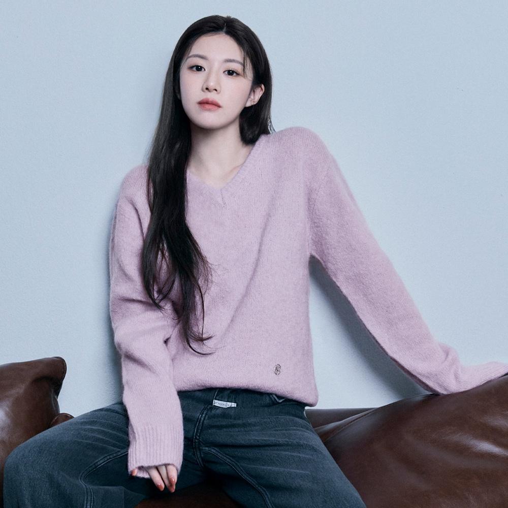 CIRCLE LOGO V NECK ALPACA PULLOVER KNIT light purple