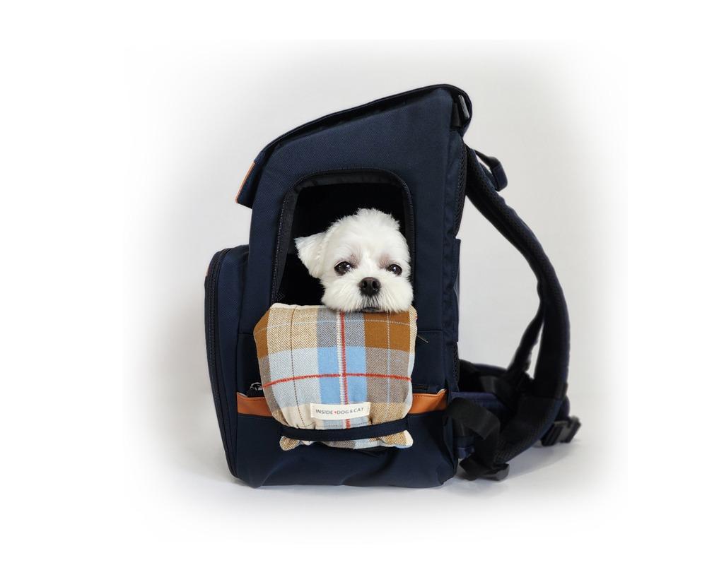 인사이드독앤캣 R백팩-반려동물 이동가방 카멜네이비
