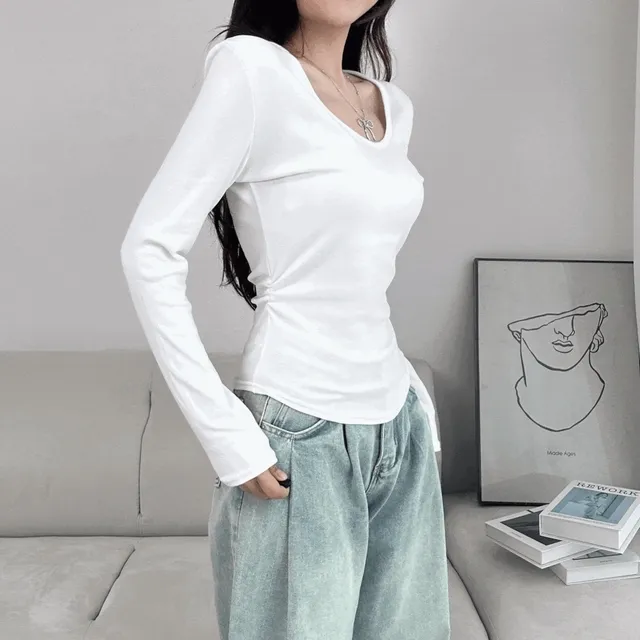 [핏보장] NB570 - 부들짱 셔링 긴티셔츠 (2color)