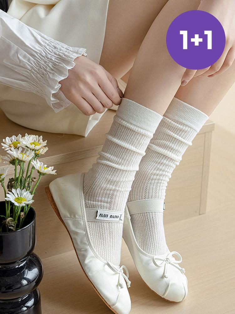 루즈루나 5켤레+5켤레 트리아 레이스 시스루 골지 면 양말 여름 긴양말 세트 (R-217_1) | 바바더