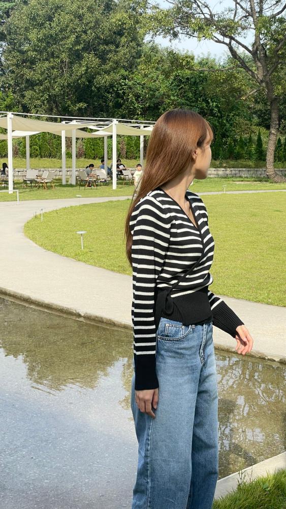 프리 랩 단가라 니트 가디건 가을 ( 2color )