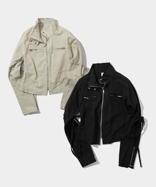 데미지 빈티지 워싱 스트링 라인 코튼 집업 자켓  _2COLOR