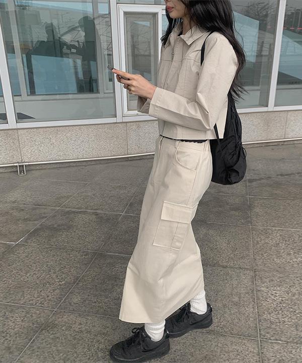 티지 포켓 롱 스커트 (2color)