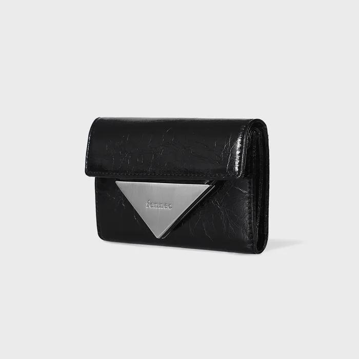 CRINKLE TRIANGLE DOCO WALLET - BLACK