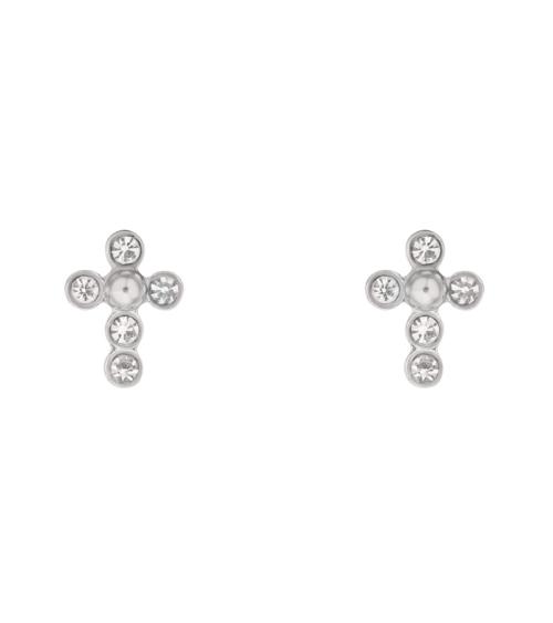 Cross stone pierce mini earring