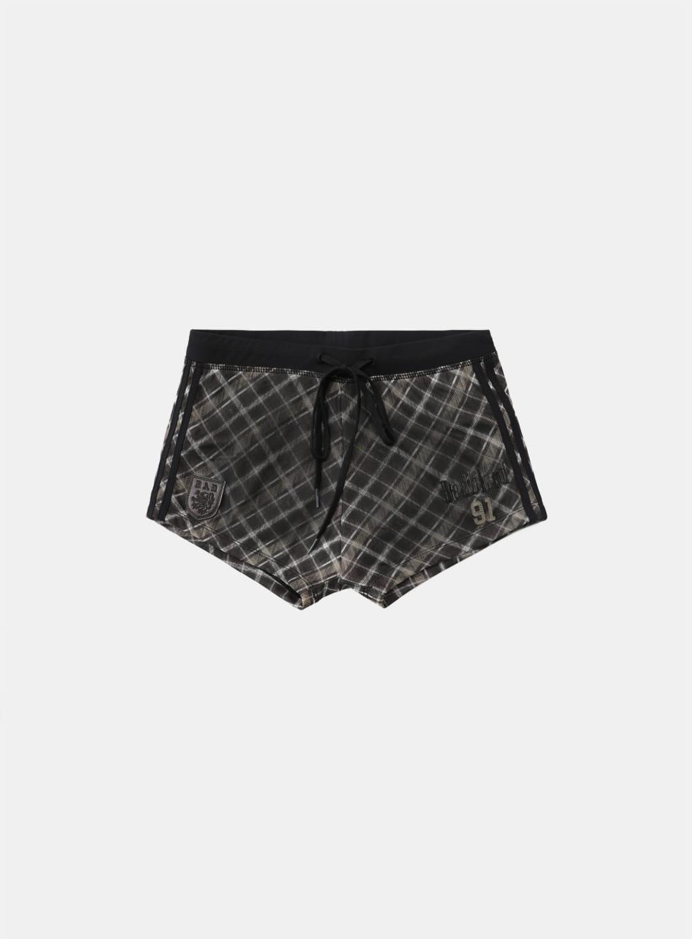 [AQUA] [w-srt25-010] Vintage Club Boy Shorts - Check Brown
