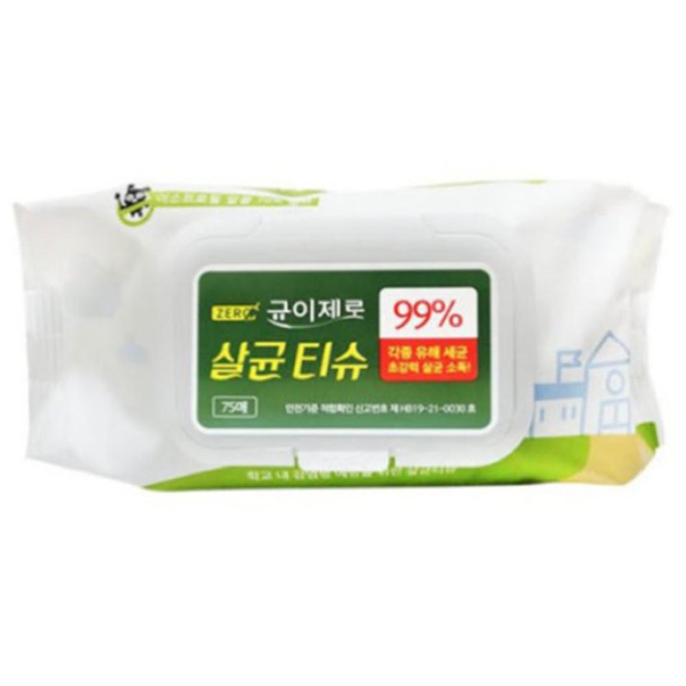 균이제로 살균 티슈 소독 티슈 손소독 물티슈 75매 FDA 감염병예방 알콜70% 대량주문