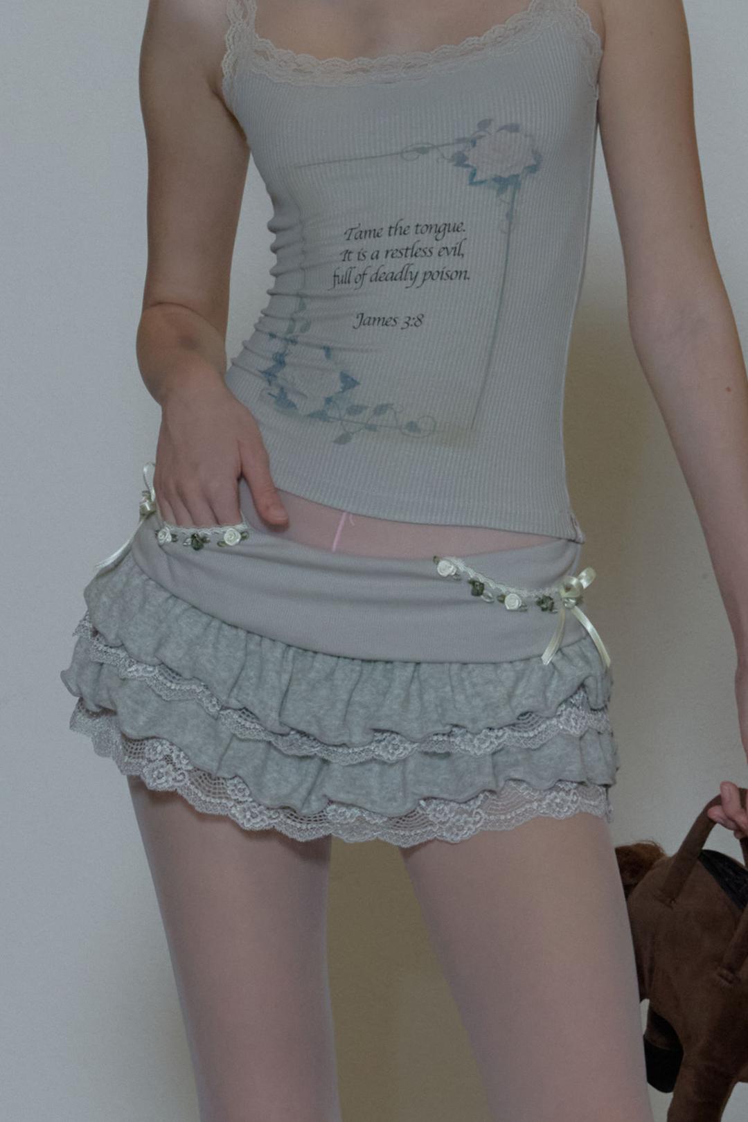 Rose Terry Ruffle Skort Gray
