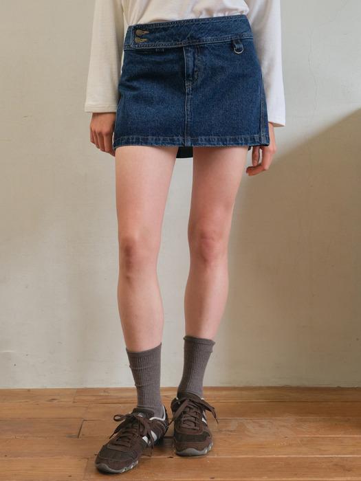 Nova curve mini denim skirt_Dark blue(O25-SK09)