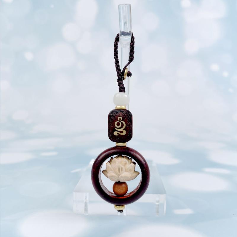 가지니샵 복덕과 부를 함께 피우는 황양목 회전 연꽃 흑단목 키홀더