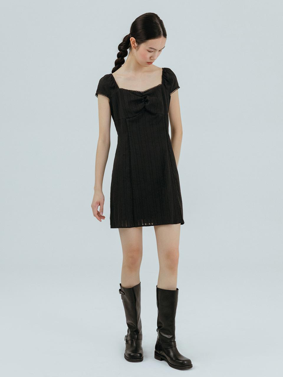 Lace Trimmed Mini Dress, Black