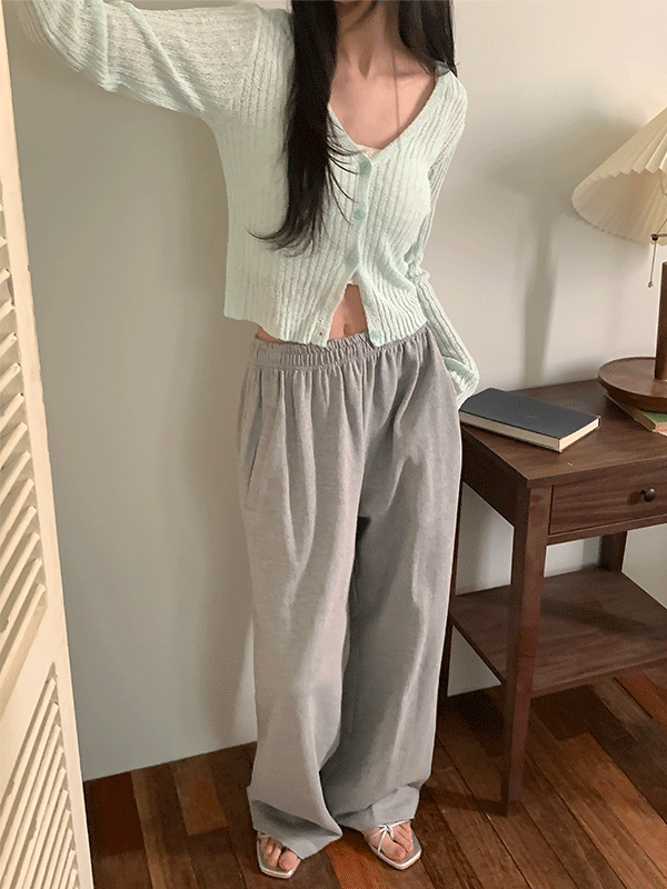 나이니 [블랙당일/핏예쁨] 브루스 밴딩 롱 와이드 트레이닝 팬츠