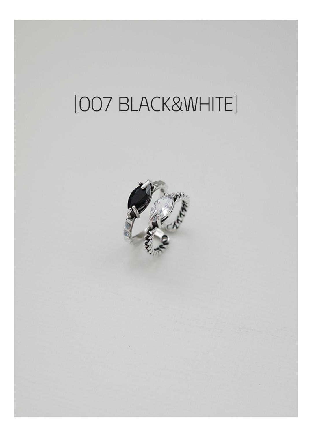 노드레스 [925silver] 007 b&w ring | 블랙앤화이트 큐빅 반지