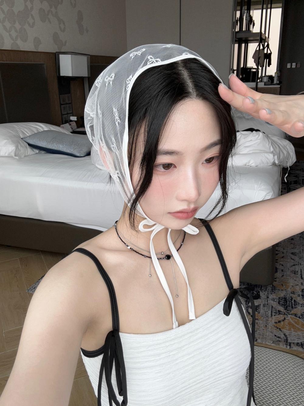 옵텐소 [단독] ribbon lace bonnet (2color)