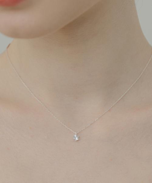 [Silver925] WE012 Simple crystal cubic necklace