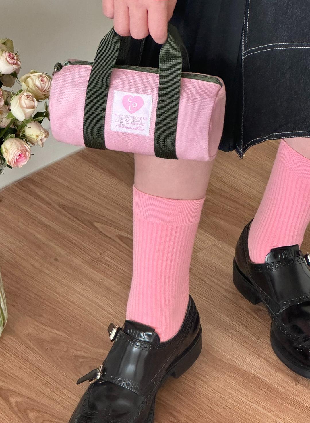 Heart Logo Duffle Pouch Mini Bag (Baby Pink)