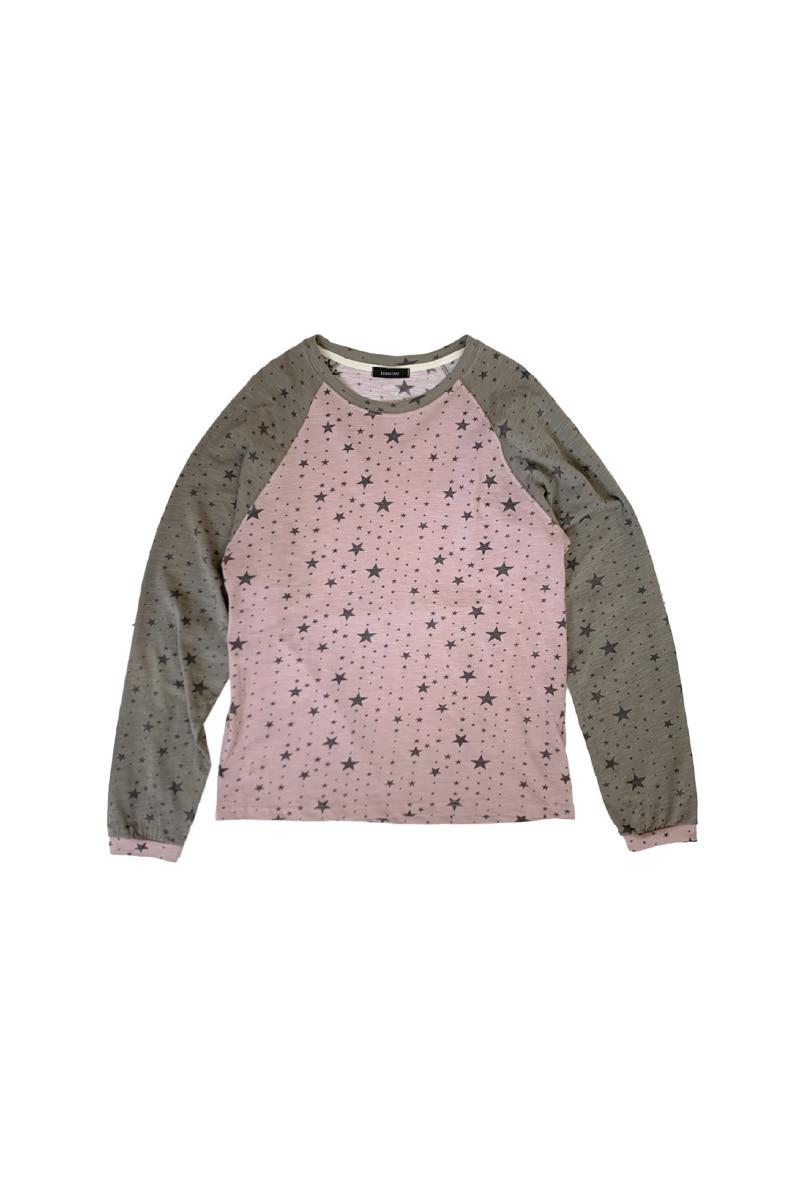 [리퍼브 50%]Star Raglan Sleeve Tee (Pink/Khaki)