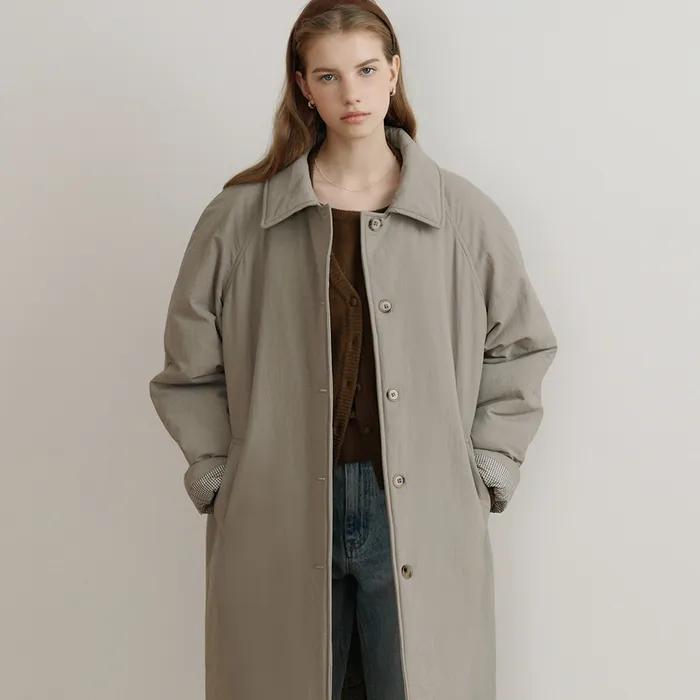 comos 1652 balmacaan padded long coat (beige)